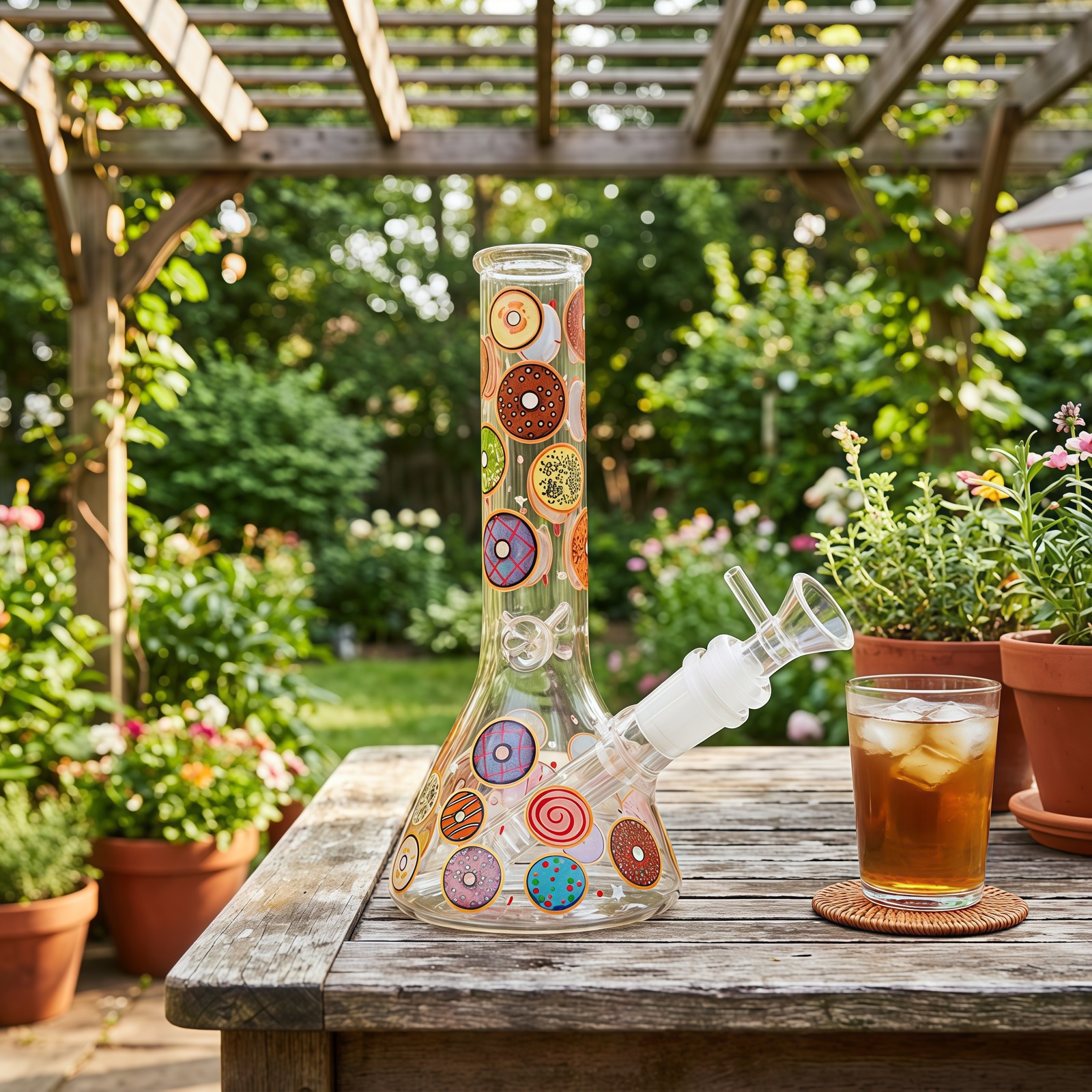 7.8" Donut Fluorescent Glass Bong Glass Water Pipe Tobacco Smoking Beaker 14MM 7.8" Donut Fluorescent Glass Bong Glass Water Pipe Tobacco Smoking Beaker 14MM