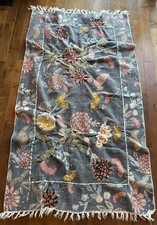 World Market Jaipur Black Floral Embroidered Cotton Area Rug 3 x 5  picture