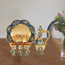 Multifunctional Vintage Coffee Pot Tea Tray And Cups Set For Wine Cabinet Decor. picture