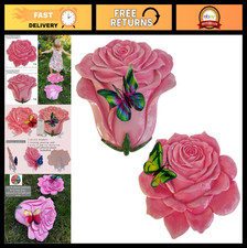 Pink Flower Simulation Rose Stepping Stones - 2 Pack Garden Decor, Festival Gift picture