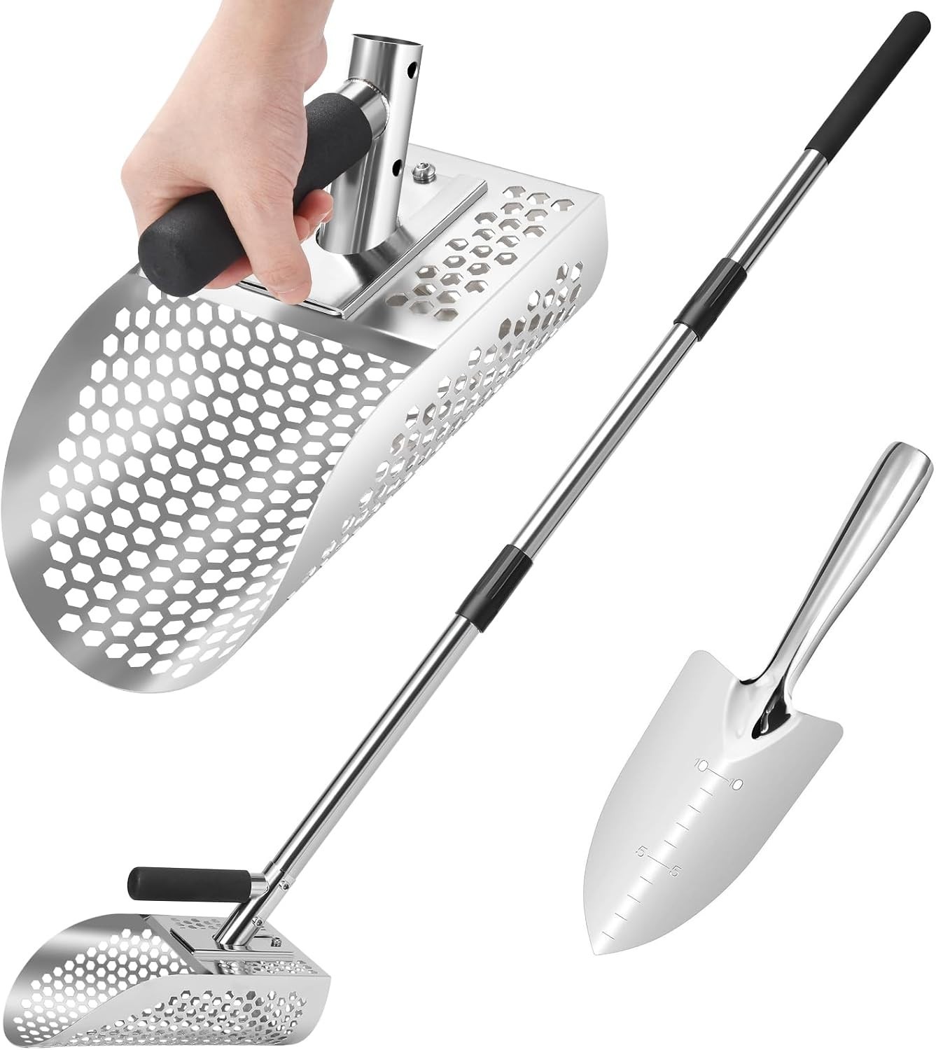GADFISH Sand Scoop Metal Detecting Stainless Steel Sifter Shovel Underwater GADFISH Sand Scoop Metal Detecting Stainless Steel Sifter Shovel Underwater
