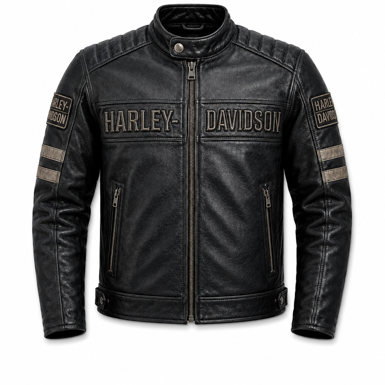 Harley-Davidson Genuine Cowhide Leather Motorcycle Biker Jacket Black Harley-Davidson Genuine Cowhide Leather Motorcycle Biker Jacket Black