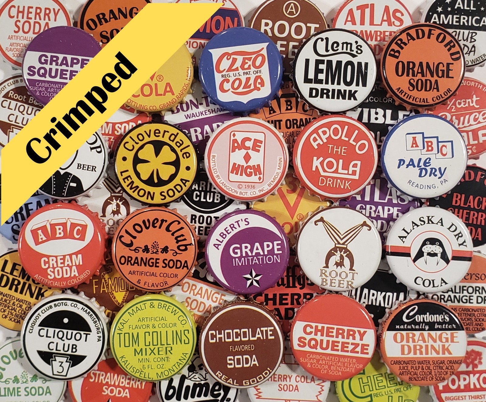 100 Vintage Soda Bottle Caps Pop (((NO REPEATS))) Crimped/Used, Zero Defects 100 Vintage Soda Bottle Caps Pop (((NO REPEATS))) Crimped/Used, Zero Defects