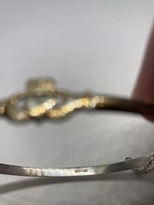 12g STERLING SILVER EUROPEAN HALLMARKS CLADDAGH BANGLE BRACELET FINE JEWELRY picture
