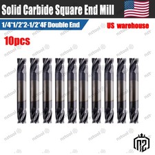 10PCS 4 Flute 1/4"x 1/2" x 2-1/2" Solid Carbide End Mill Double End AlTiN Coated picture