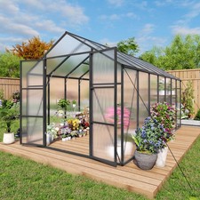 8x12 FT Polycarbonate Greenhouse Walk-in Outdoor Greenhouse with Aluminum Frame picture