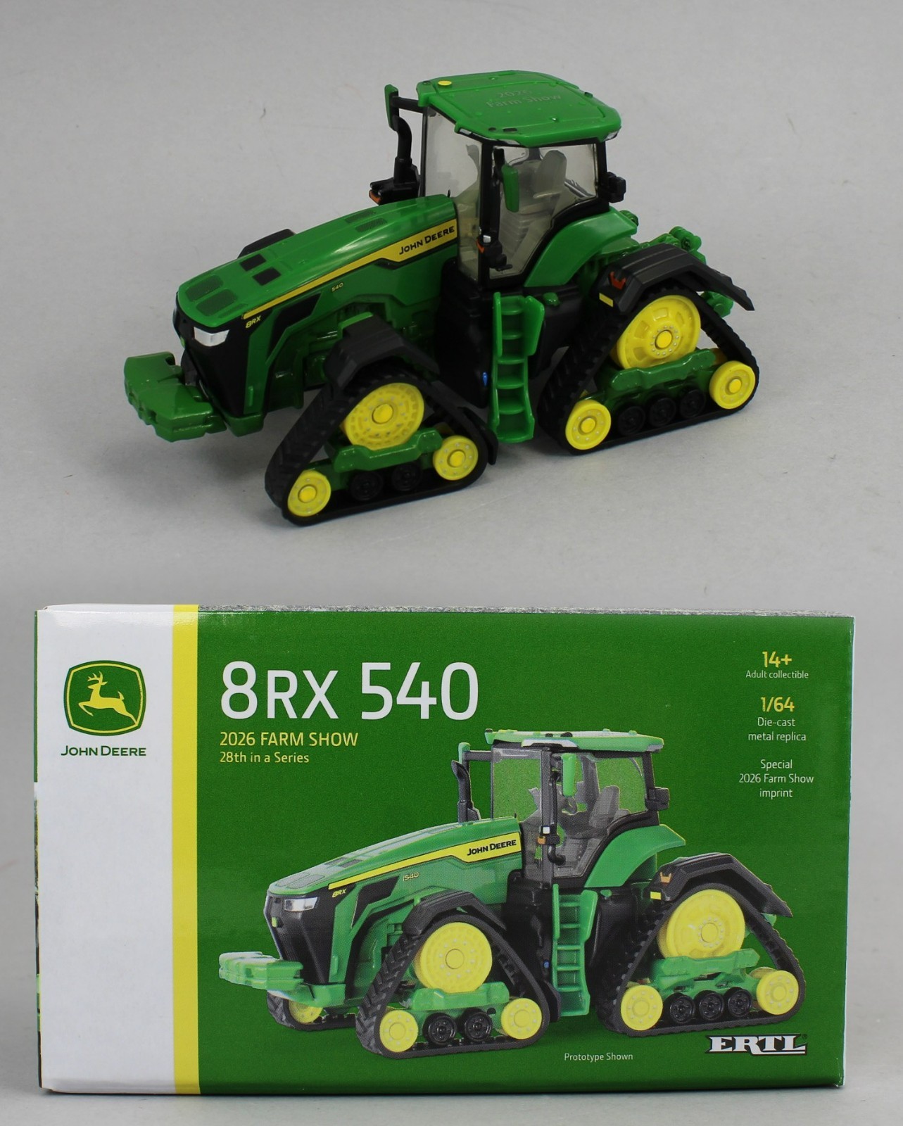 2026 FARM SHOW ED ERTL 1:64 *JOHN DEERE* 8RX 540 Tracked Tractor *PRESTIGE* NIB 2026 FARM SHOW ED ERTL 1:64 *JOHN DEERE* 8RX 540 Tracked Tractor *PRESTIGE* NIB