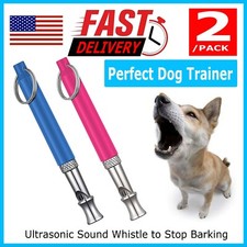 2pc Dog Training Whistle UltraSonic Obedience Stop Barking Pet Sound Pitch Black picture