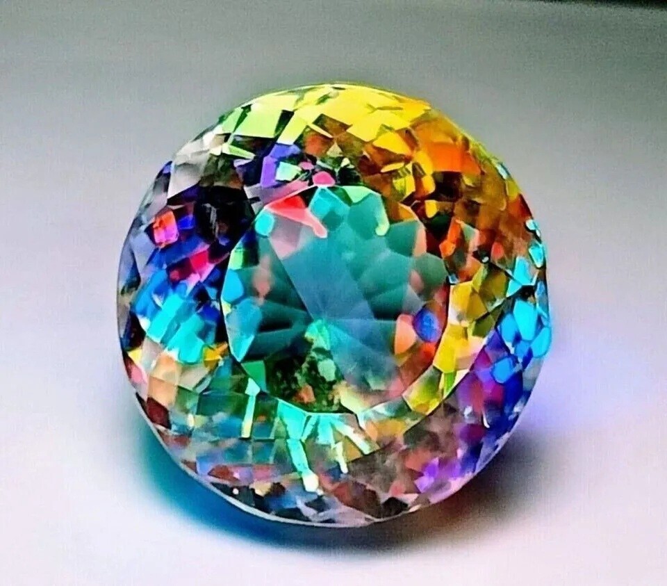 Natural Mystic Topaz Rainbow Color Round Cut Certified 45.30 Ct Loose Gemstone Natural Mystic Topaz Rainbow Color Round Cut Certified 45.30 Ct Loose Gemstone