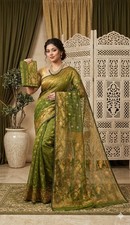 Women Traditional Bollywood Ethnic Wear Cotton Silk Hand made Jamdani Saree picture
