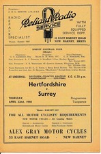 BARNET - Hertfordshire v Surrey Southern Counties Amateur Championship 1947/1948 picture