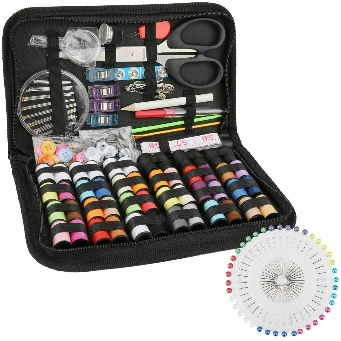 172pc Home Travel Sewing Kit Thread Threader Needle Tape Measure Scissor Thimble 172pc Home Travel Sewing Kit Thread Threader Needle Tape Measure Scissor Thimble