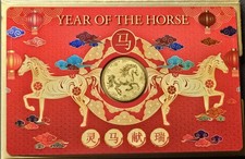 Gold And Collectible Card/Coin Year Of The Horse .9999 GOLD, CERTIFIED 24K picture