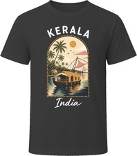 Kerala India Backwaters Houseboat Vacation Travel Poster Souvenir T-Shirt picture