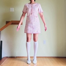 $100 J. ING LIBRADA PINK TWEED MINI DRESS SIZE S DESIGNER CLASSIC FASHION BLOG picture