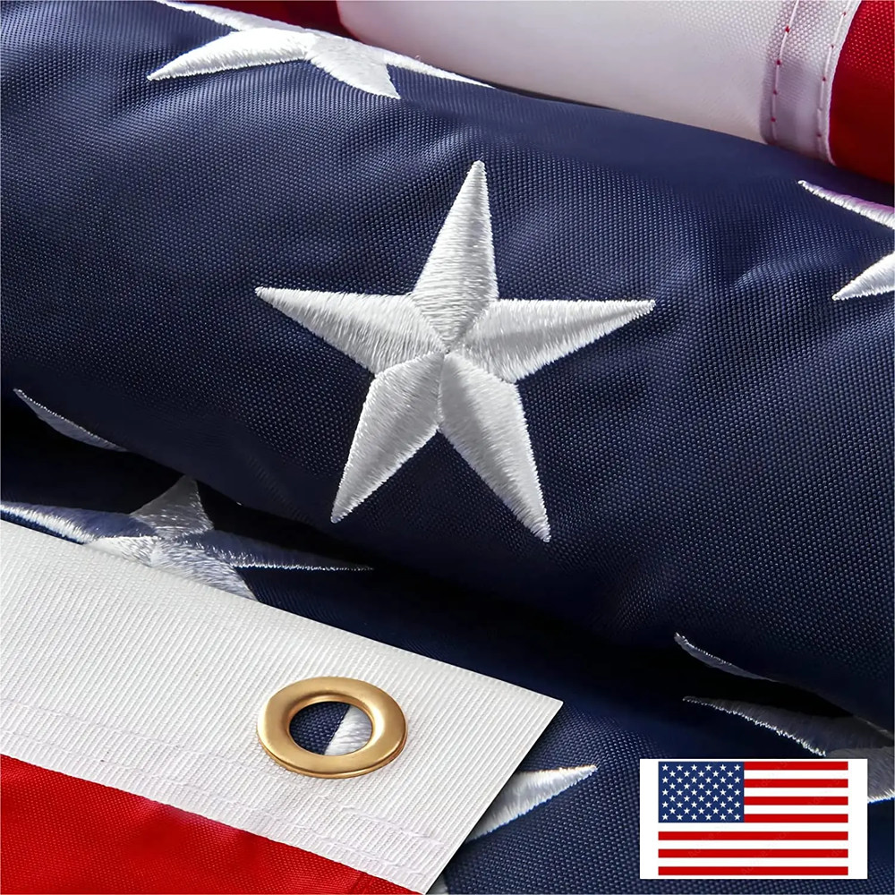 US American Flag Heavy Duty Luxury Embroidered Stars Sewn Stripes Grommets Nylon US American Flag Heavy Duty Luxury Embroidered Stars Sewn Stripes Grommets Nylon