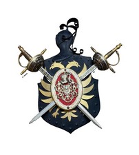 Toledo Spain Coat of Arms Wall Plaque Crossed Swords Removable Vintage picture