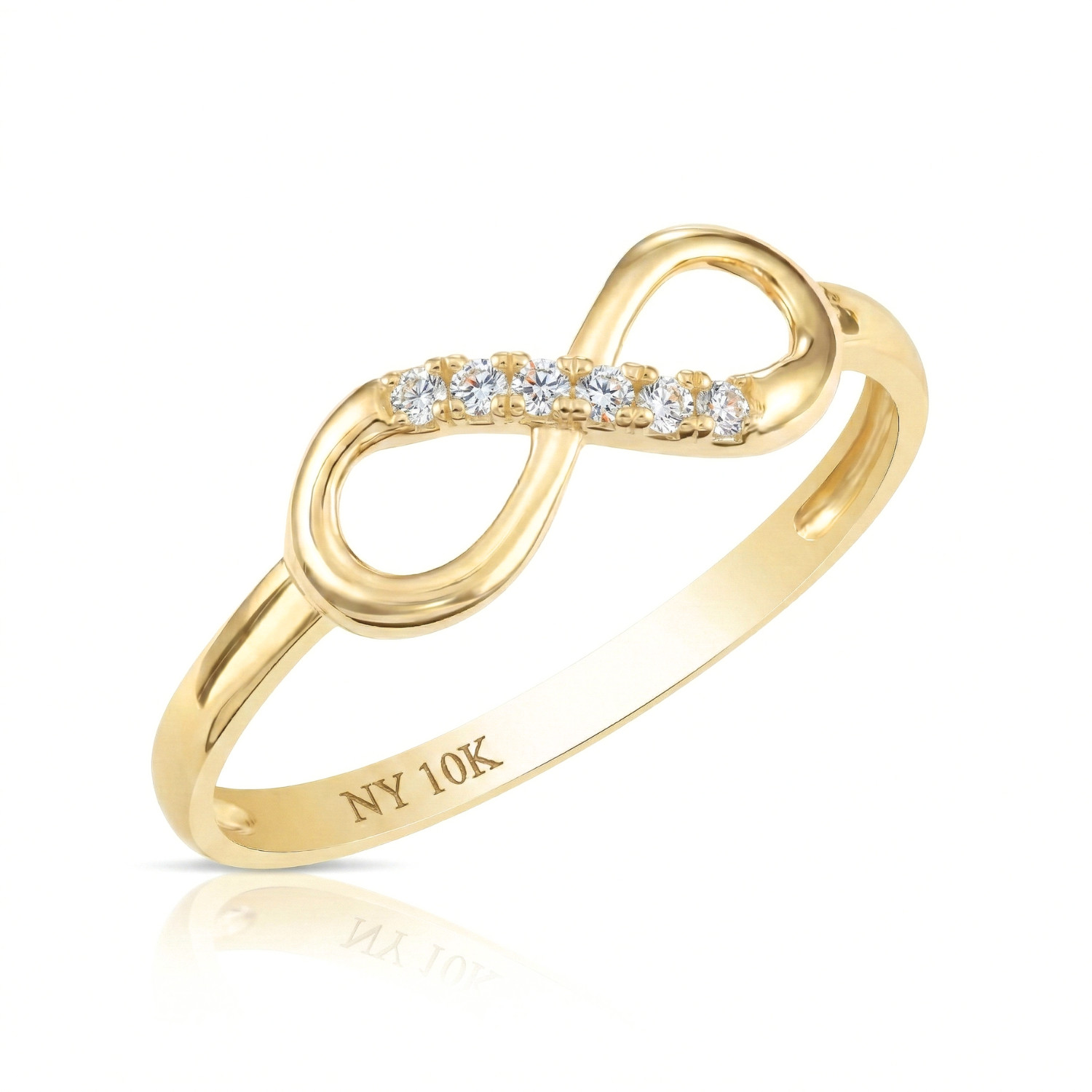 10K Real Solid Yellow Gold Forever Infinity CZ Ring Dainty Minimal Band Ring 10K Real Solid Yellow Gold Forever Infinity CZ Ring Dainty Minimal Band Ring