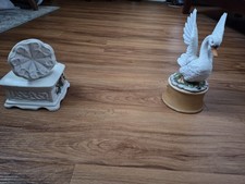 Set Of Two Porcelain Music Boxes, Swan And Phonograph picture