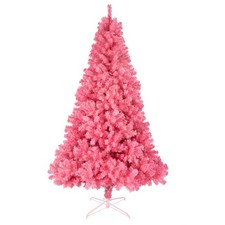 💖 6FT Pink Christmas Tree Full & Lush 1000 Tips Upgraded Wide Metal Stand 💖 picture