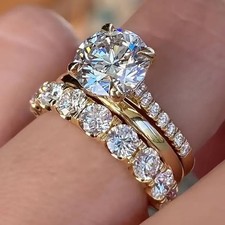ONE SET 3 PCS Fashion Women 18K Gold Plated Sparkling CZ Sparkling Band Ring picture