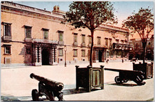 Malta Valletta Public Library Grand Harbour Entrance Cannons Trees 1910 Postcard picture