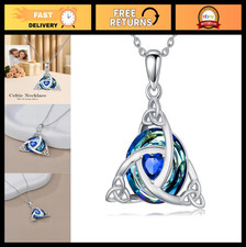 Celtic Birthstone Necklace 925 Sterling Silver Trinity Knot Triquetra Jewelry Gi picture