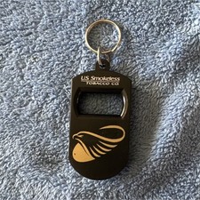 U.S. Smokeless Tobacco Co. Black Keychain Bottle and Snuff can opener picture
