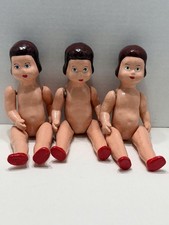 Vintage Jointed Composition Girl Doll 10 1/2" B138 Set Of 3 With Boxes picture