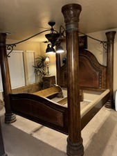 Luxury California King Bed with matching end tables, Solid Wood, Ashley North picture