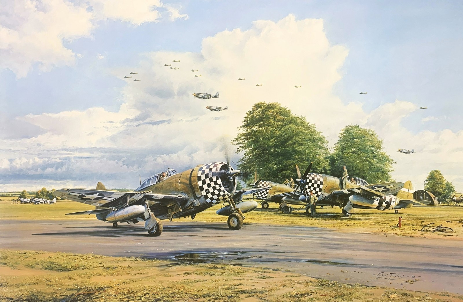 Mighty Eighth Outward Bound by Robert Taylor print signed by WW2 Fighter Aces Mighty Eighth Outward Bound by Robert Taylor print signed by WW2 Fighter Aces