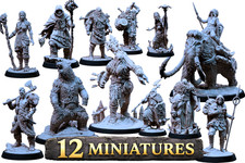 Viking Warband Miniature Set 12 Resin Models Norse Barbarian Army DND Pathfinder picture
