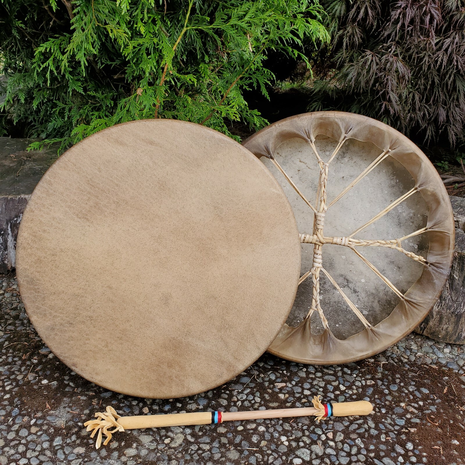 Handcrafted Authentic Native American 18" Hand Drum, Premium, Salish/Navajo Handcrafted Authentic Native American 18" Hand Drum, Premium, Salish/Navajo