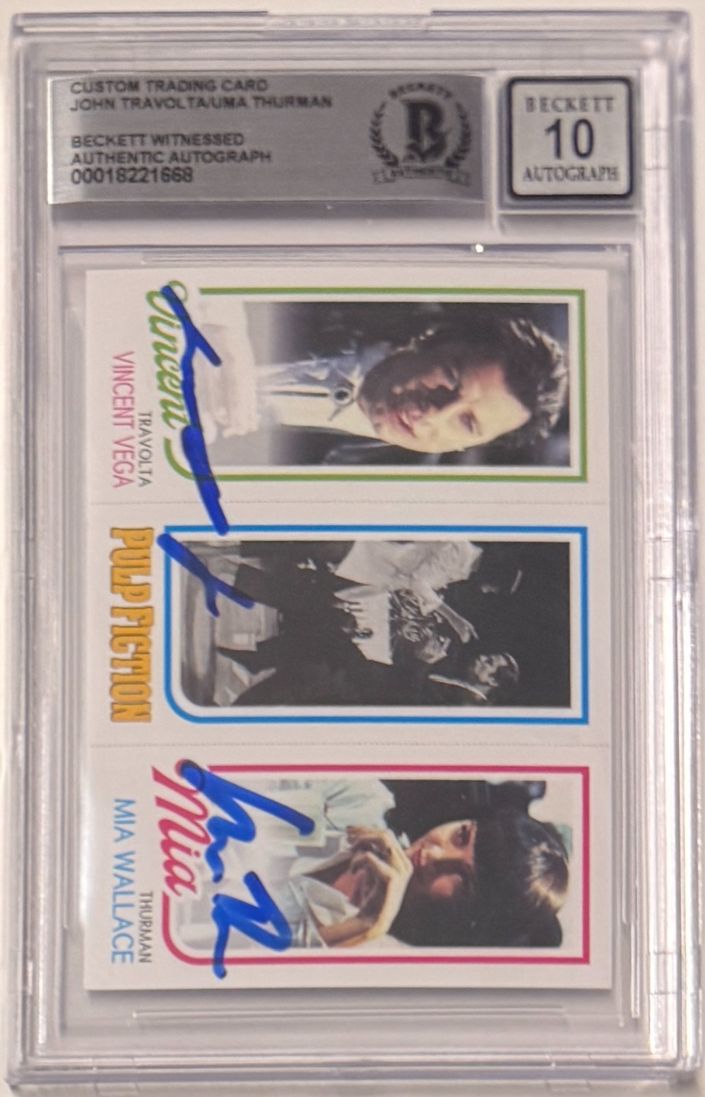 Custom Card Pulp Fiction #94 Signed John Travolta Uma Thurman Beckett AUTO 10 Custom Card Pulp Fiction #94 Signed John Travolta Uma Thurman Beckett AUTO 10
