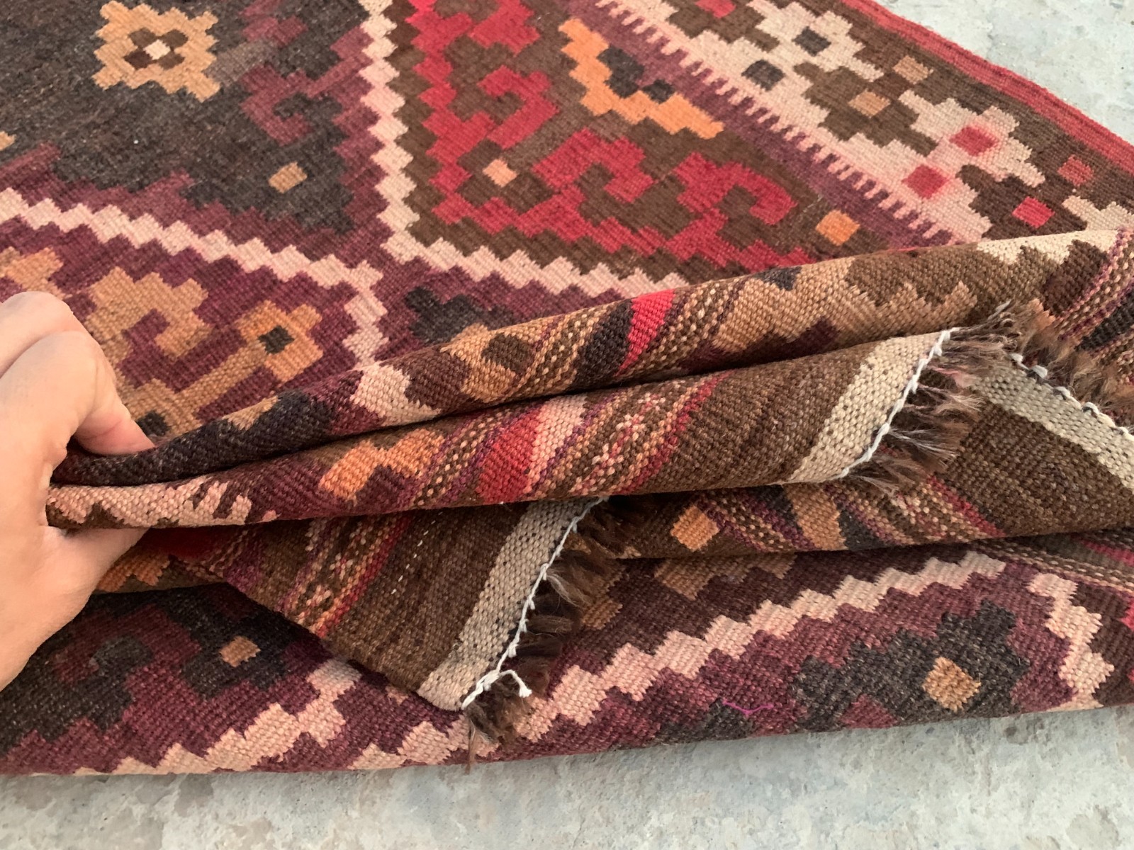 2'10" x 5'4" Vintage Afghan Kilim Rug Handwoven Wool Tribal 1960s Antique
