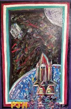 PJH STUDIOS -  The Hubble Telescope - Acrylic Painting On Canvas - NASA inspired picture