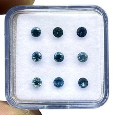 9 Pcs Natural Sri Lanka Blue Sapphire 3mm Round Diamond Cut Loose Gemstones Lot picture