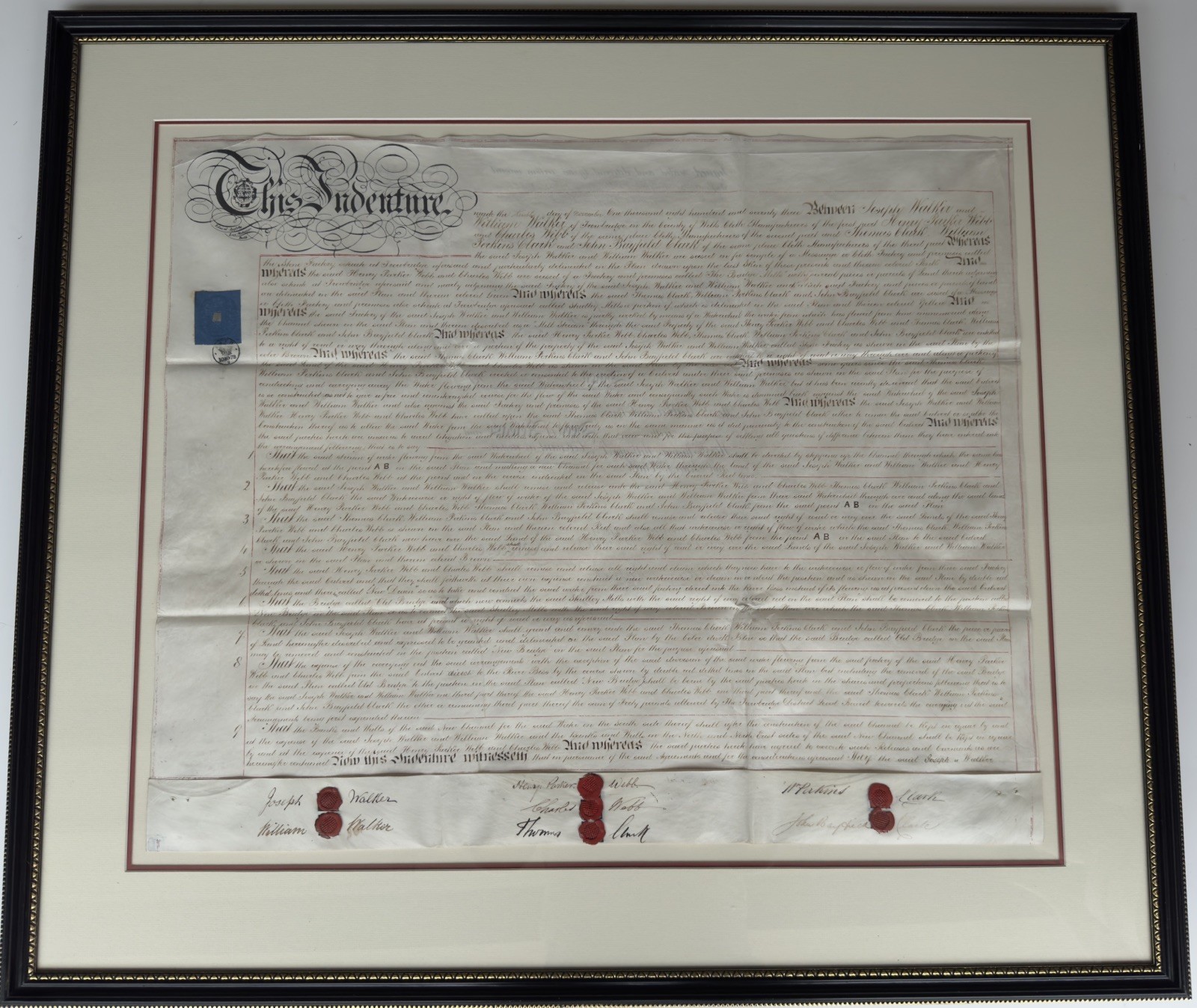 1873 Framed English Indenture Deed Land Conveyance Wax Seals Victorian 38x33 1873 Framed English Indenture Deed Land Conveyance Wax Seals Victorian 38x33