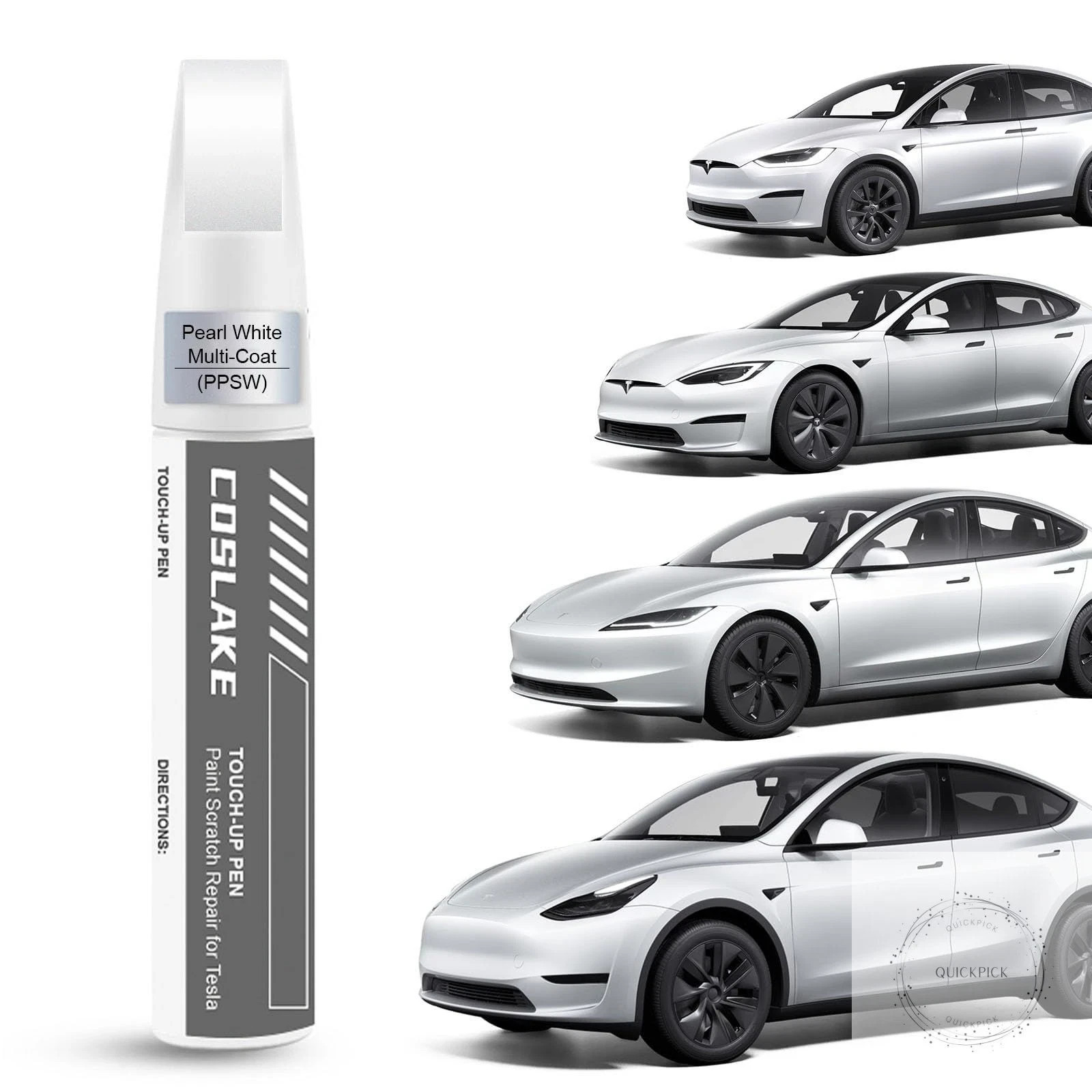 Car Touch Up Paint(Pearl White Multi-Coat(PPSW)) for Tesla Model Y/3/S/X, 2 in 1 Car Touch Up Paint(Pearl White Multi-Coat(PPSW)) for Tesla Model Y/3/S/X, 2 in 1