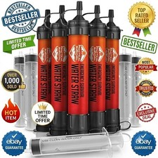 5 Pack Emergency Water Filter Straw 1800 Gallon Filtration Camping Survival Gear picture