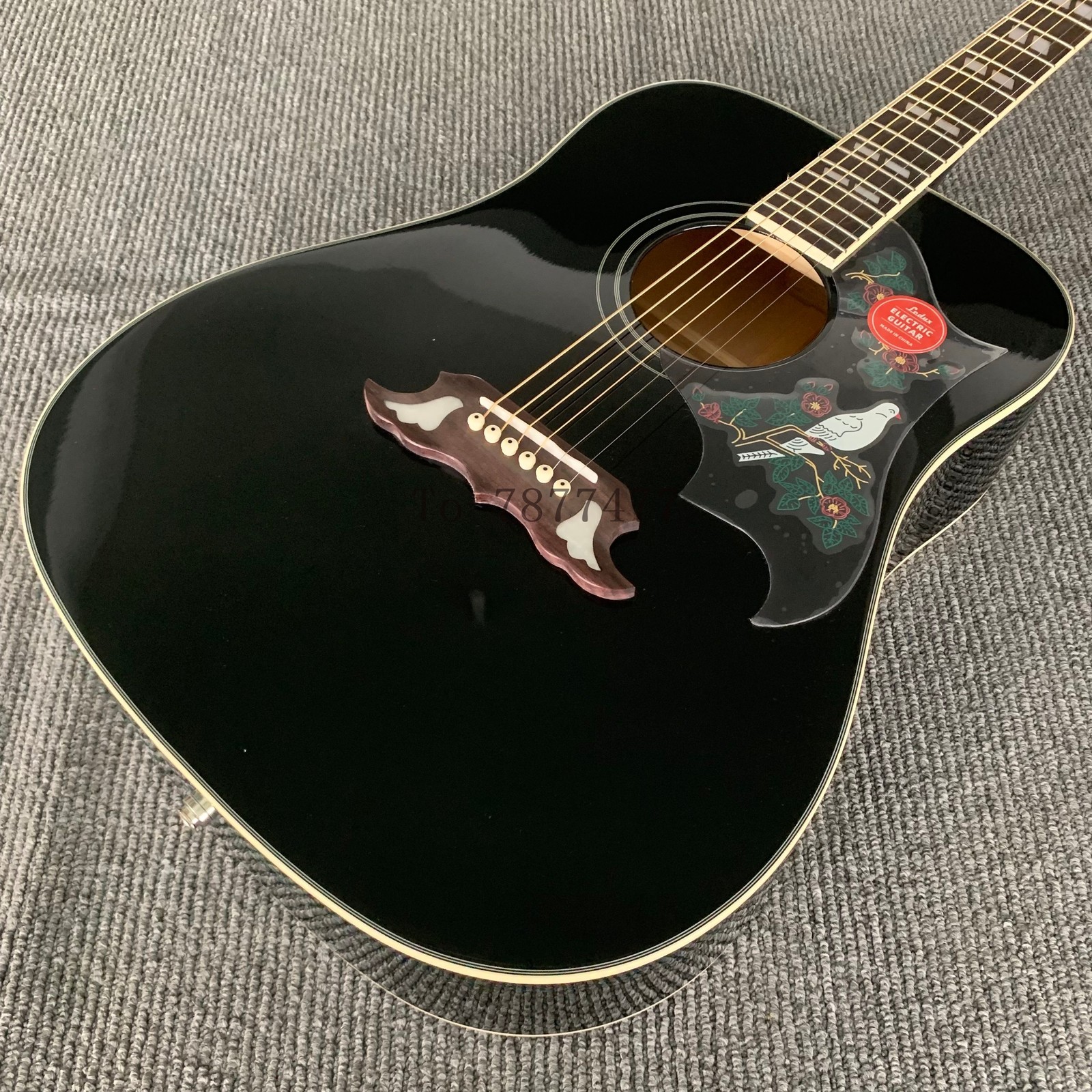 Hollow Acoustic Electric Guitar Solid Spruce Top Rosewood Fretboard Black Hollow Acoustic Electric Guitar Solid Spruce Top Rosewood Fretboard Black