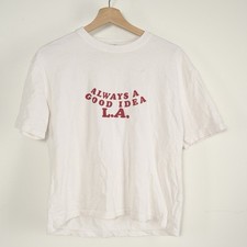 Zara Women’s S. White & Red Say Yes To Hollywood LA Always A Good Idea Crop Tee picture