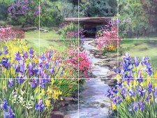 Vandusen botanical garden Iris bridge flowers ceramic tile mural backsplash picture
