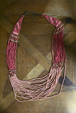 Coral Hand Beaded Multi Strand Necklace Intricate Beading And Woven Bead Work picture