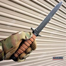 11 3/4" WWII M3 FIXED BLADE FIGHTING TRENCH KNIFE -No Bayonet- STACKED LEATHER picture