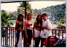 Vtg Color Snapshot Teens Swimsuits Bikinis Waterpark Waterslide 1990s picture
