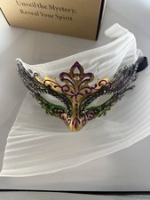 Elegant Venetian  Masquerade Mask. Purple And Green Rhinestone Detail. picture