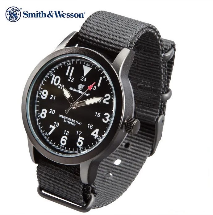 Smith & Wesson Black Canvas Tactical Military Case 30m Water Resistant Watch Smith & Wesson Black Canvas Tactical Military Case 30m Water Resistant Watch