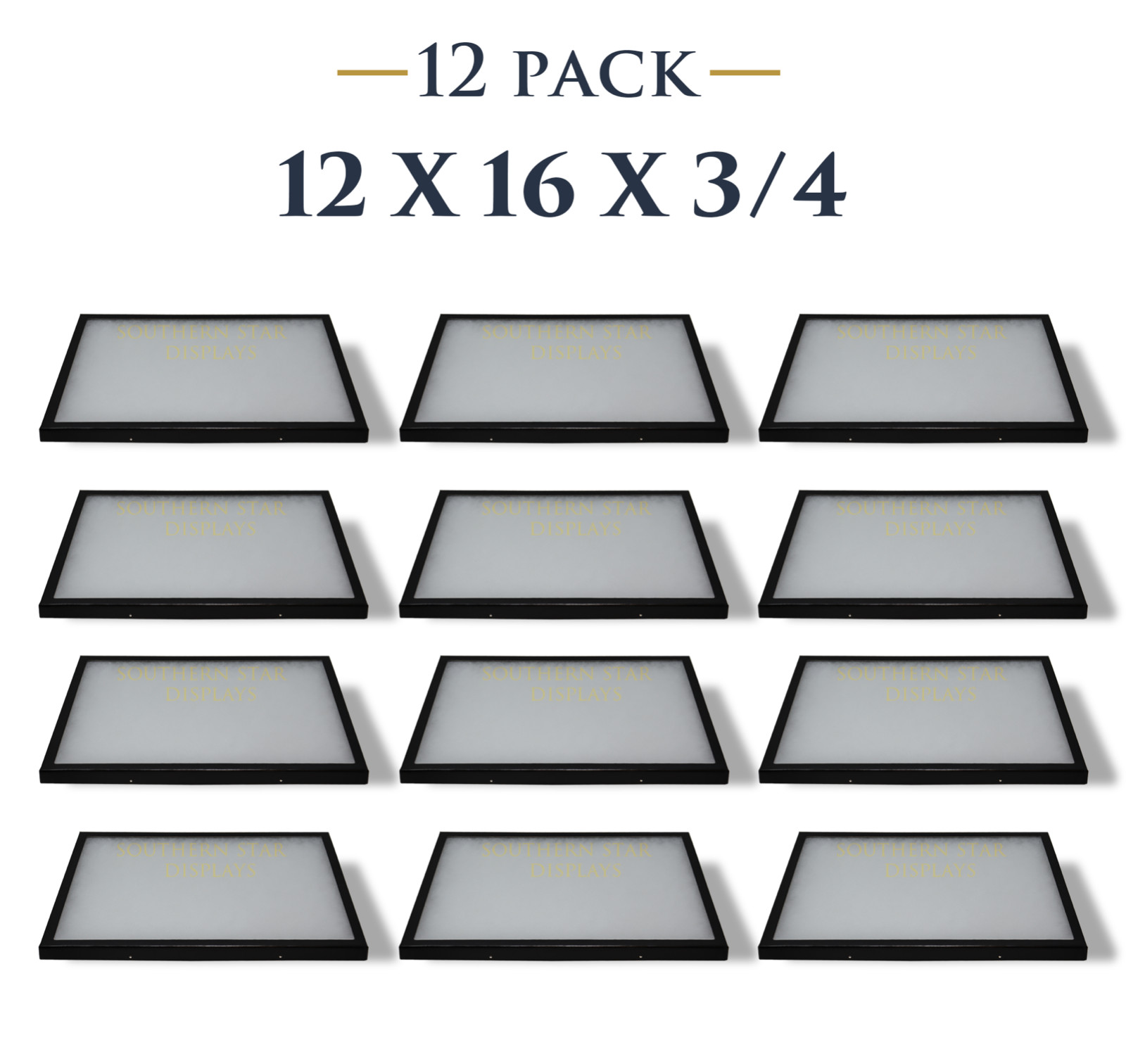 12 Pack of 12 x 16 x 3/4 Riker Display Cases Boxes for Collectibles Arrowhead 12 Pack of 12 x 16 x 3/4 Riker Display Cases Boxes for Collectibles Arrowhead