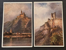 2x Germany Rhine Postcards Drachenfels Marksburg German Castles Scenic Unused picture